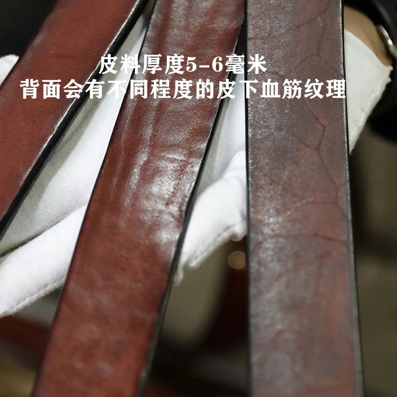 男士頭層牛皮黃銅針扣腰帶真皮(皮帶5毫米左右厚)(復古)